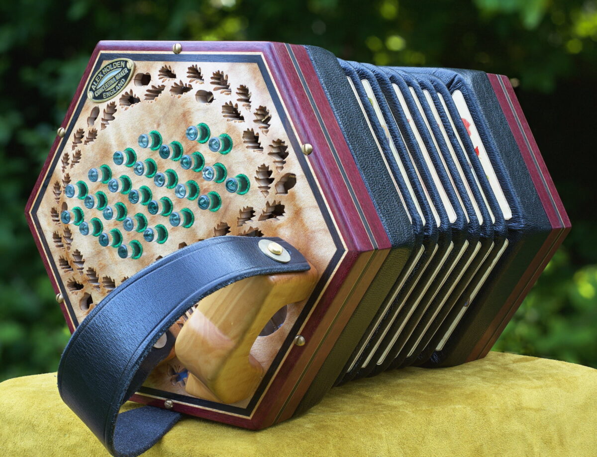 No. 7 A 47 Button Hayden Duet and Leather Case Holden Concertinas